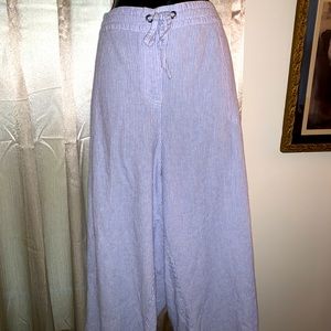 Plus Size pin stripe linen capris